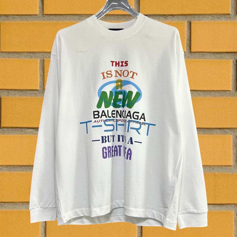 Balenciaga Men's Classic White Long-Sleeve Shirt